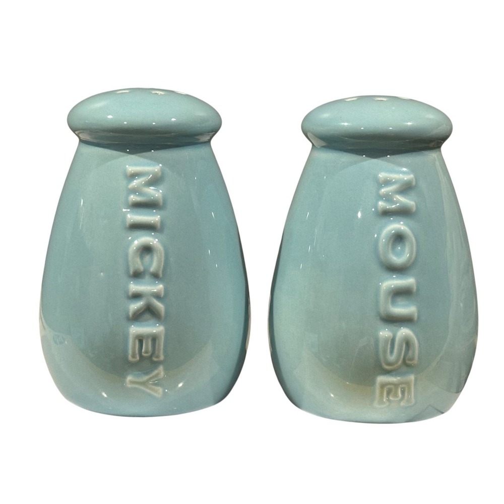 Disney Mickey Mouse Light Blue Salt Pepper Shakers M.Mouse Dinnerware Collection